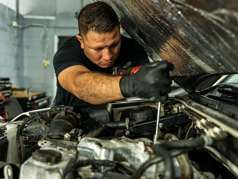 Masters Garage mechanic performing logbook servicing